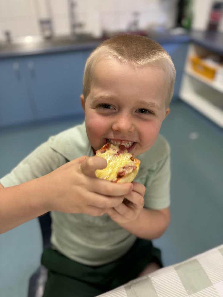 Student eating home made muffin