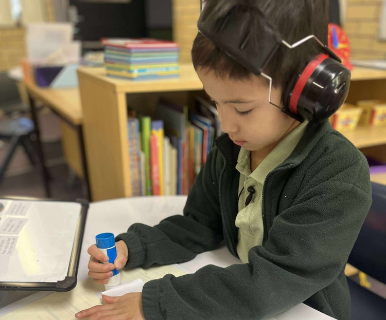 Male student learning