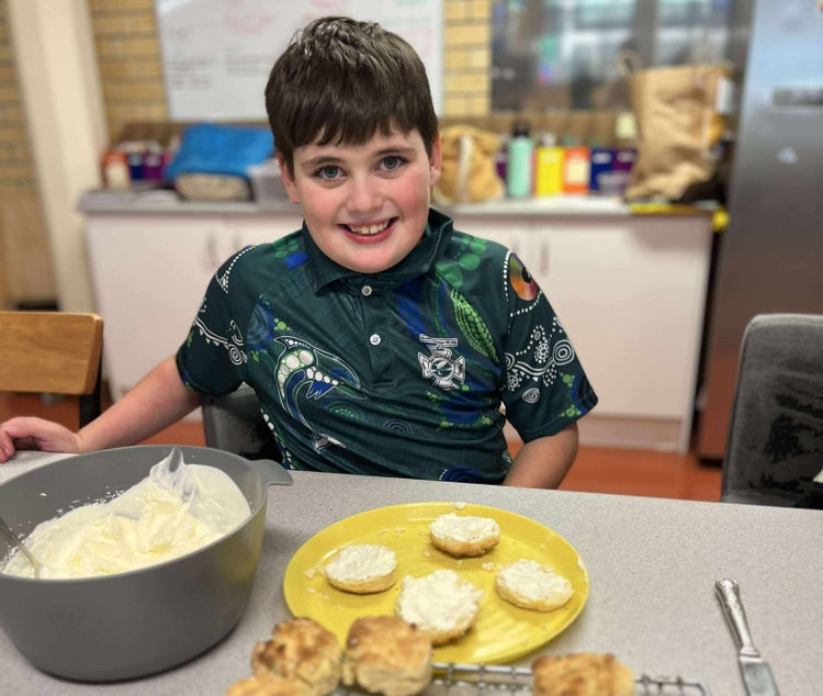 Student in cooking class
