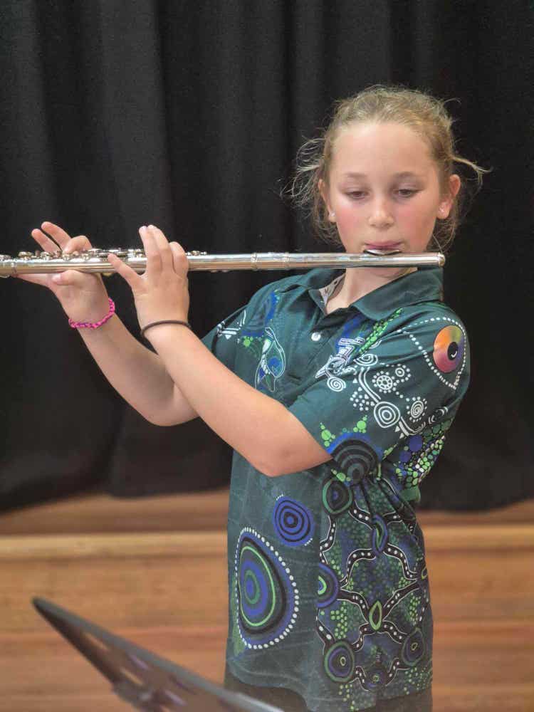 Student playing flute